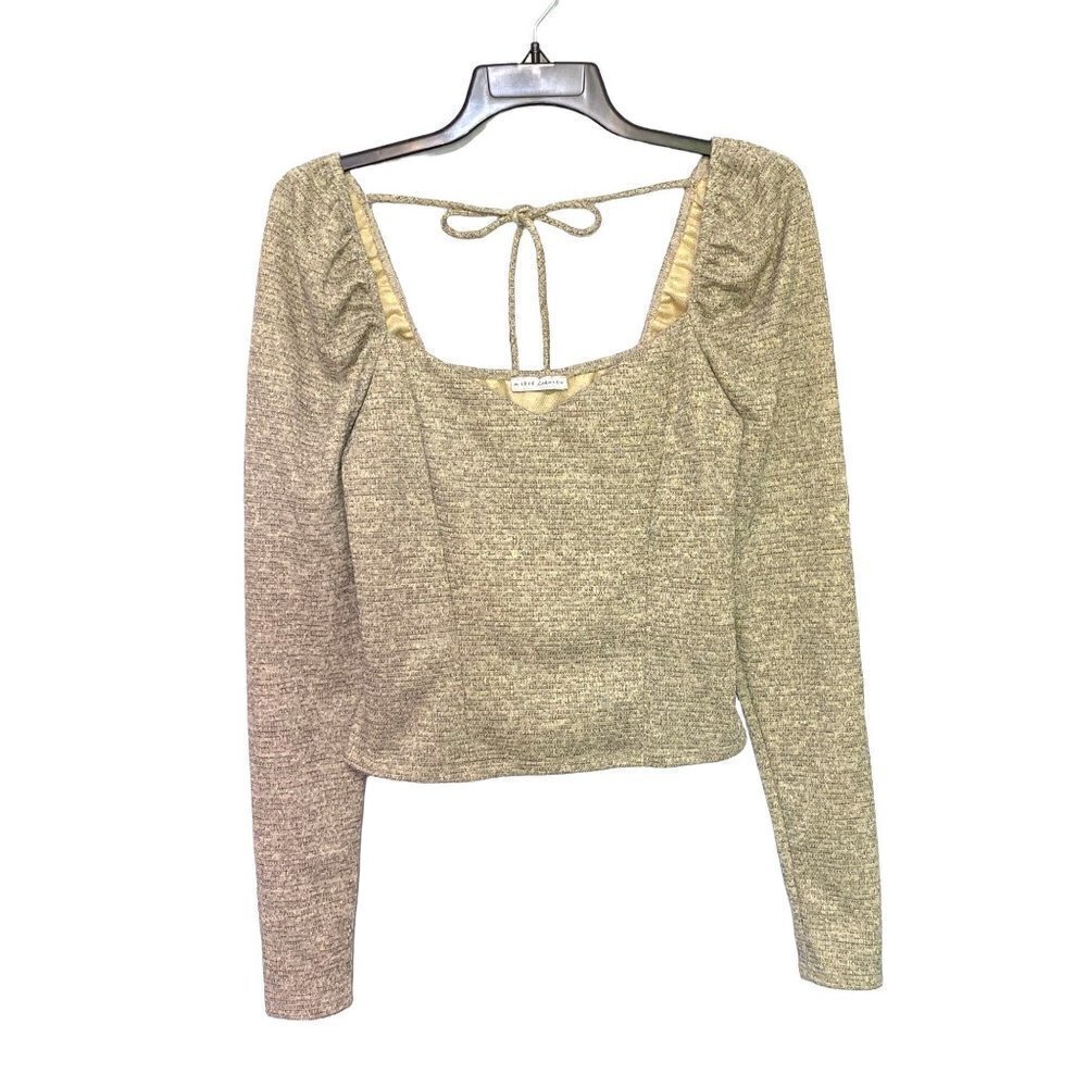 New South Moon Under A Love Like You Long Sleeve Crop Top Back Tie Women's Small